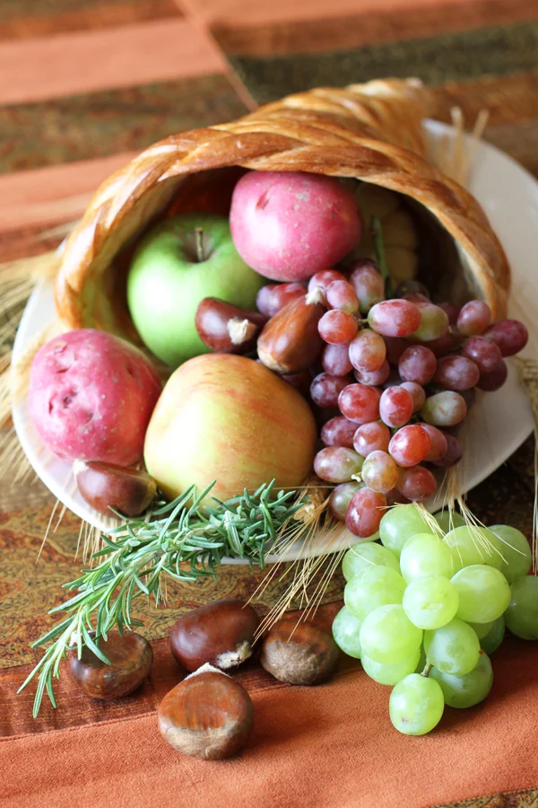 I filled this one with more traditional items like fruits and nuts.  And without further adieu .....